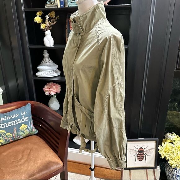 Free People Womens Parachute Jacket Military Green Slouchy Splatter Size Small - Picture 6 of 13